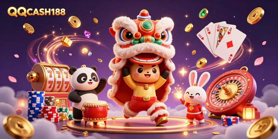 Experience thrilling gameplay with QQCASH188, featuring explosive wins from slot machines and dynamic casino elements.