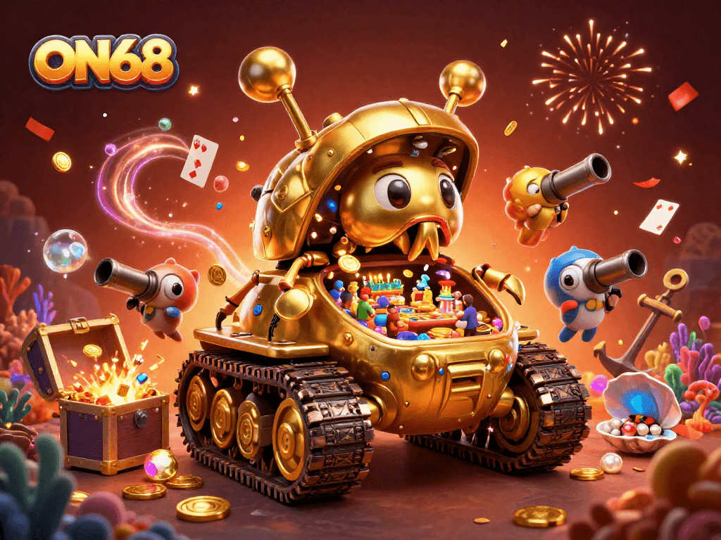 Experience the thrill of winning at ON68 with a vibrant 3D casino scene filled with surprises.
