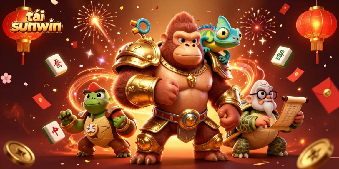 Experience the thrill of tải sunwin with a powerful gorilla king and gambling elements in vibrant celebration.