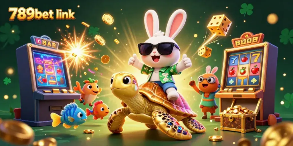 Experience excitement at 789bet link with a vibrant casino-themed 3D digital illustration.