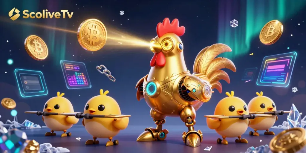 Experience thrilling gaming with SocoliveTv featuring dynamic 3D characters, glowing crypto coins, and exciting casino elements.