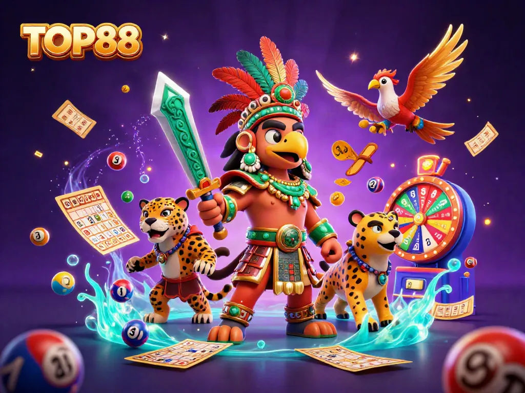 Experience the vibrant action of TOP88 with dynamic characters and gambling elements in a richly detailed scene.
