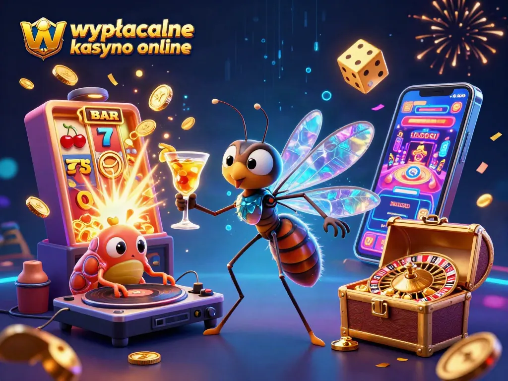 wypłacalne kasyno online captivating illustration with lively casino characters and dynamic gaming elements