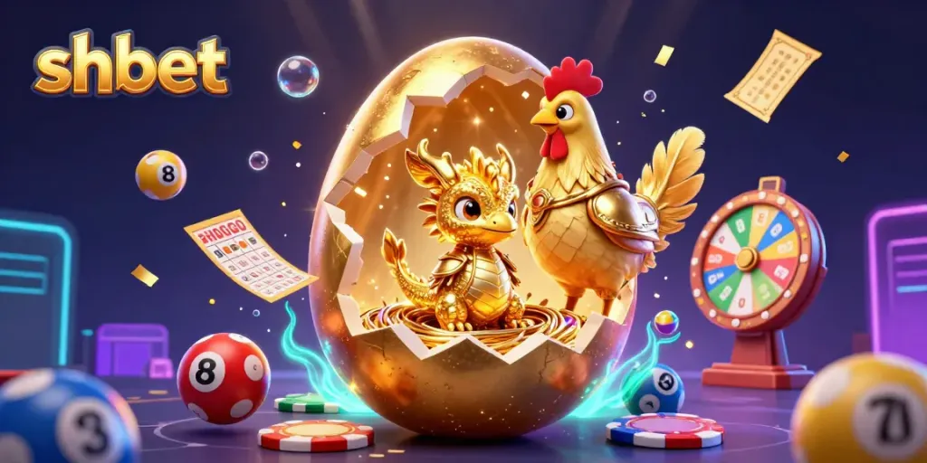 Engage with the thrilling world of shbet featuring a golden dragon amidst vibrant lottery elements in an enchanting casino scene.