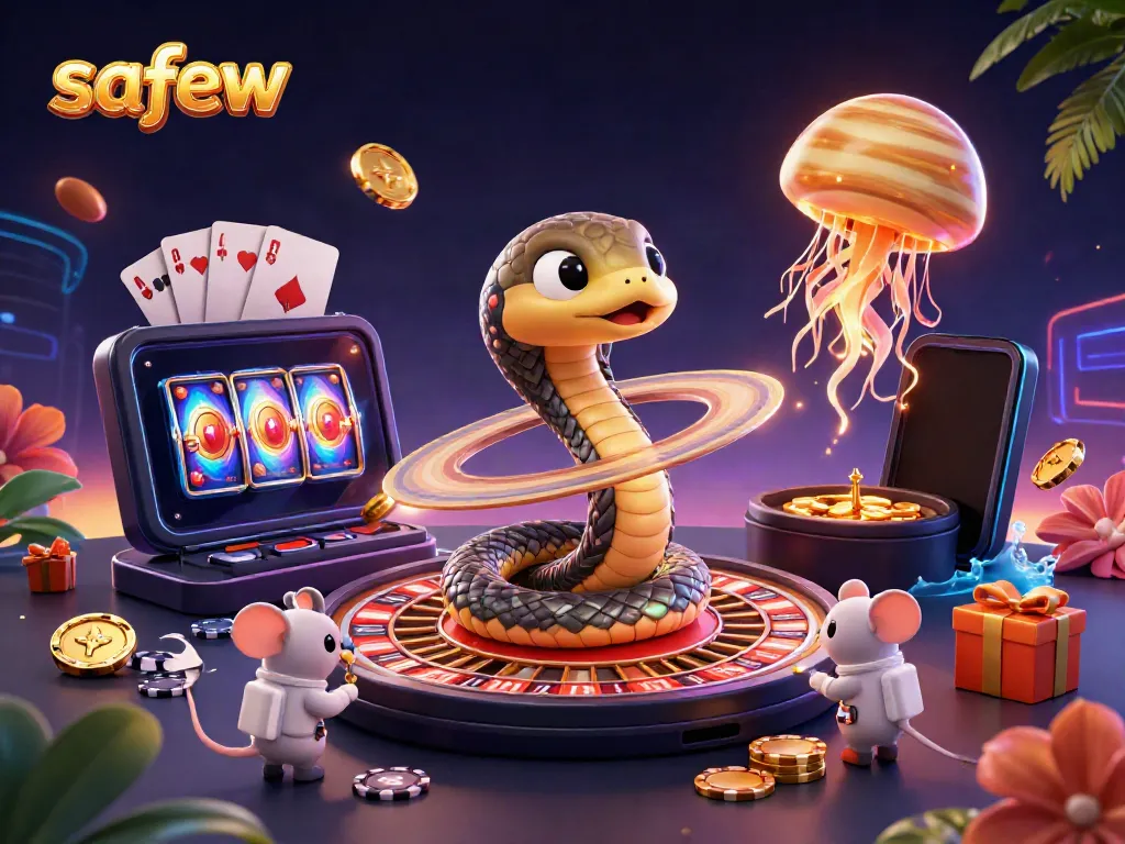Experience safew's secure and vibrant gambling scene with interactive characters and futuristic elements.