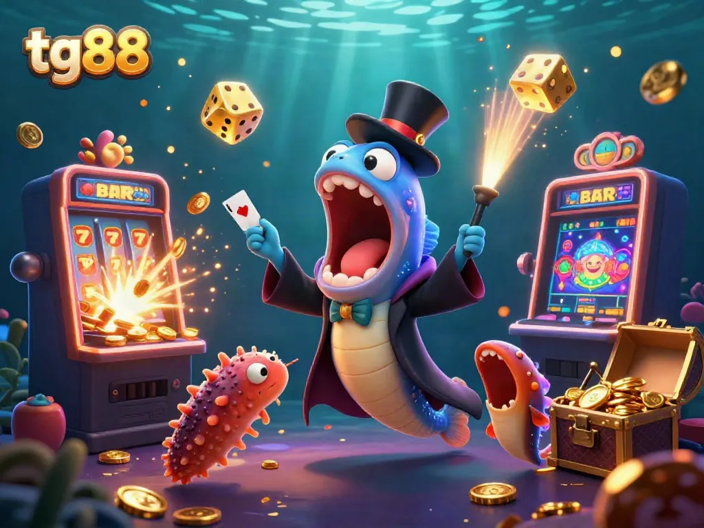 Engage with exciting tg88 casino games, featuring vibrant characters and dynamic jackpot scenes.