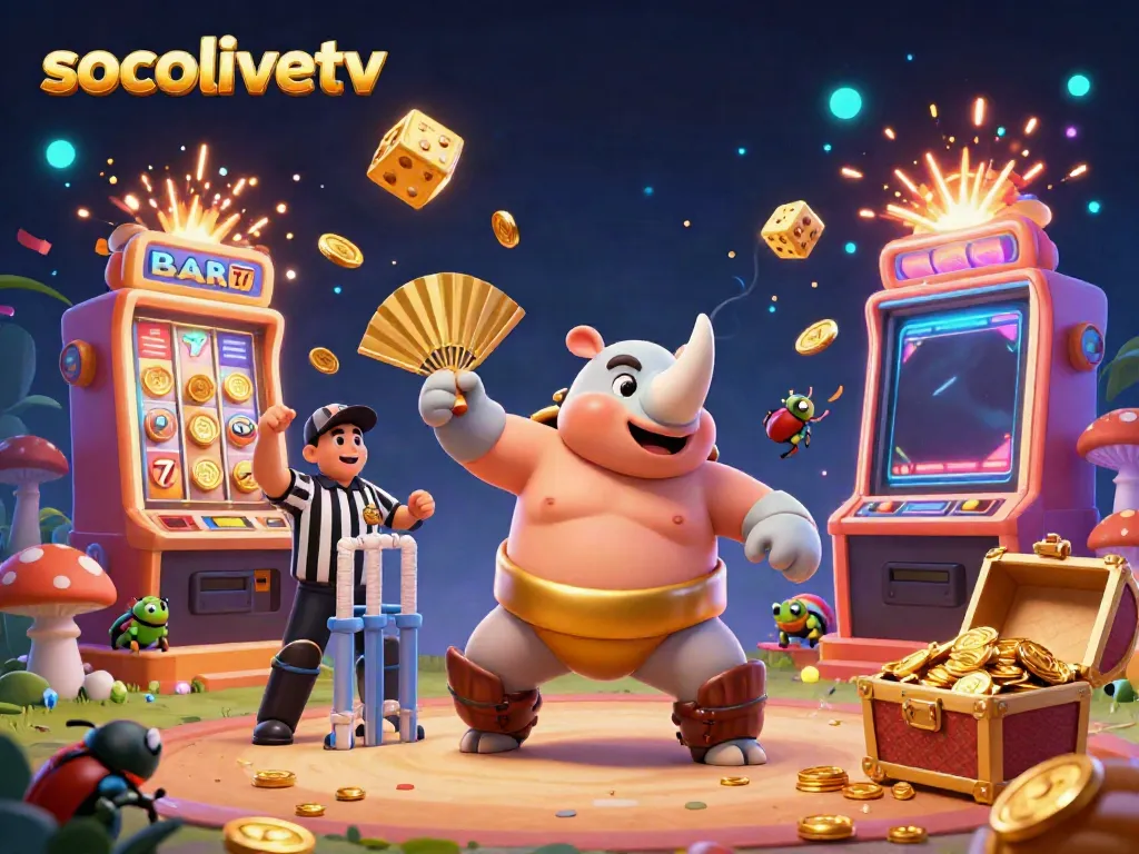 Socolivetv showcases exhilarating gaming action with flying gold coins and vibrant casino elements.
