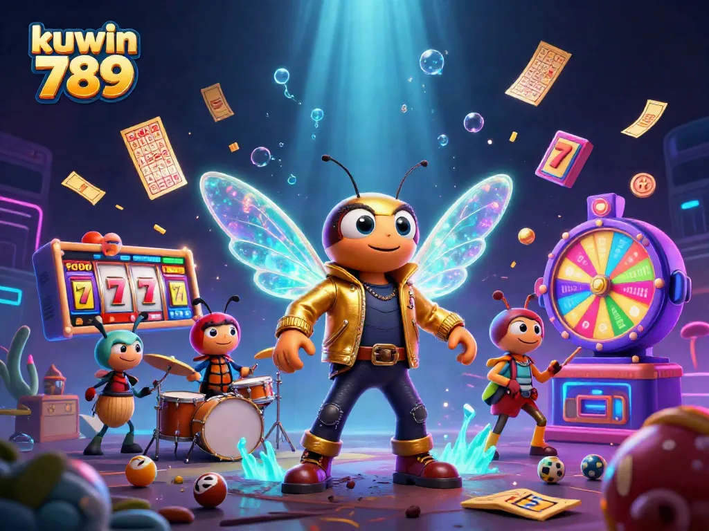 Engage in thrilling gameplay with kuwin 789 as you explore a vibrant casino adventure featuring a buzzing cicada rock star and dazzling slot elements.