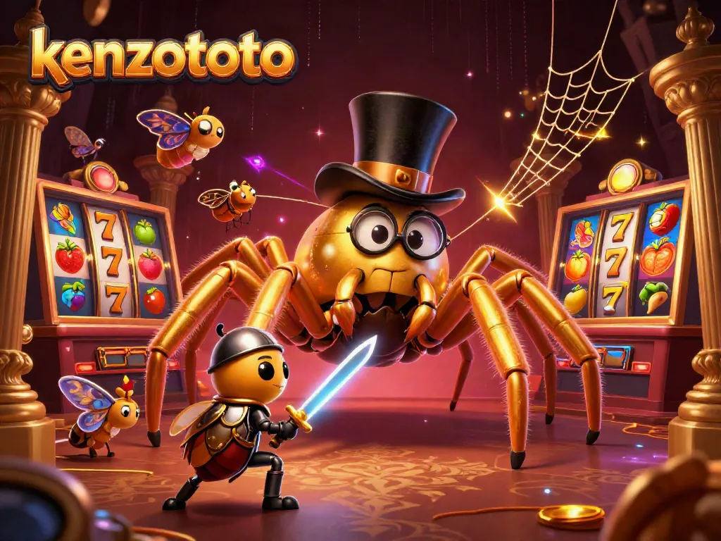 Engage with kenzototo's exciting gaming experience featuring a golden tarantula and beetle knight in action.