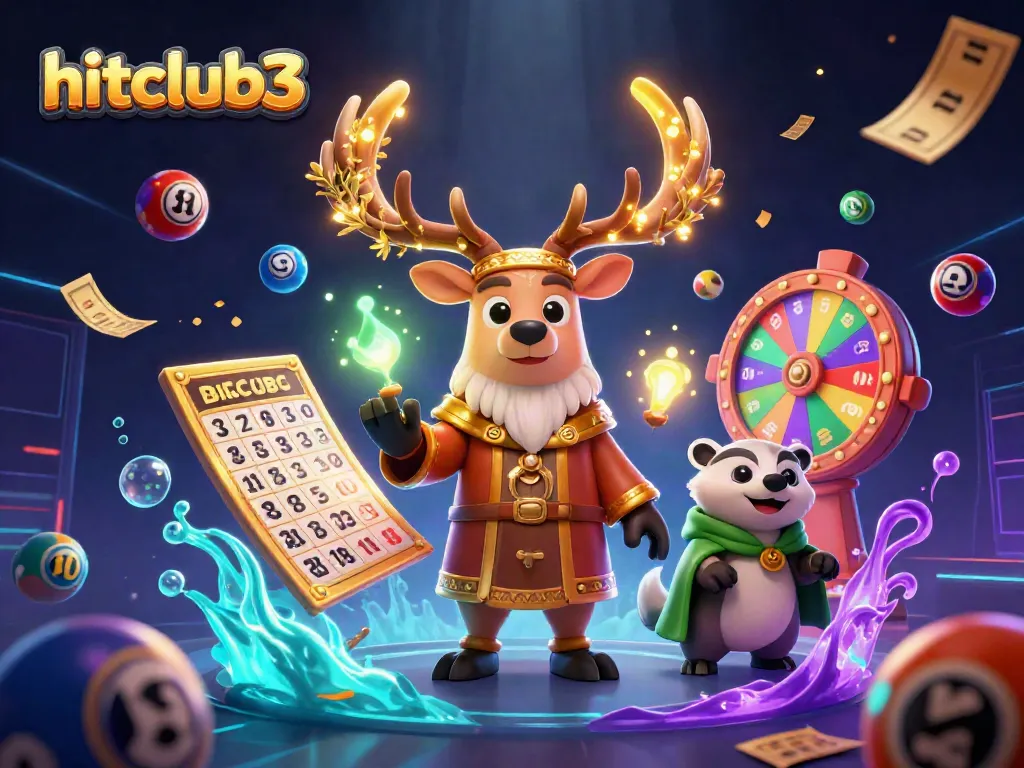 Engage with exciting games at hitclub3, featuring colorful lottery elements and vibrant characters.
