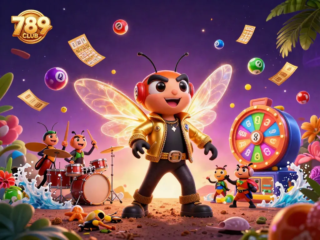 Experience the excitement of 789CLUB with a vibrant casino scene full of animated characters and game elements.