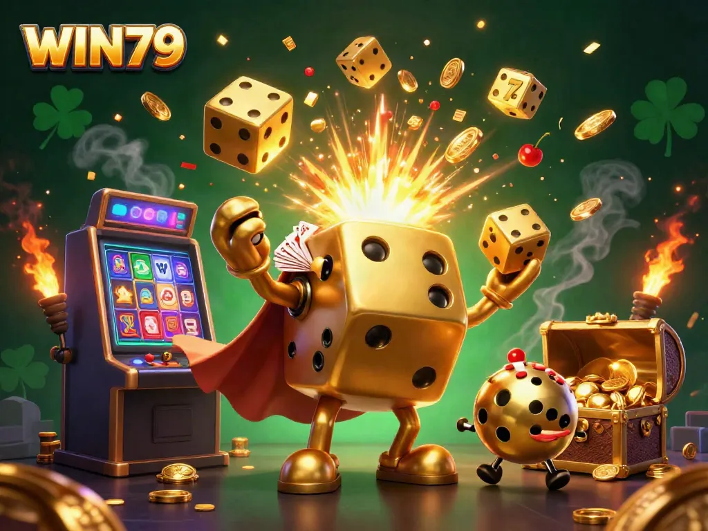 Spin and win with the vibrant WIN79 casino experience showcasing dynamic dice and jackpot elements.
