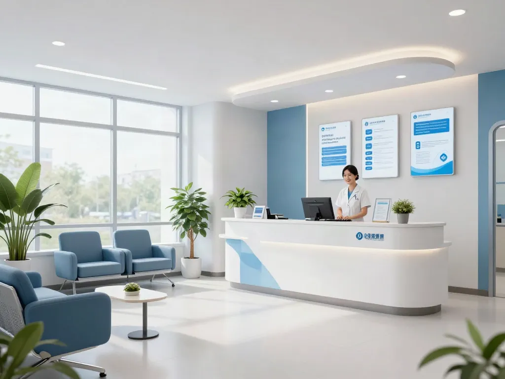 Link slot in healthcare services: modern clinic with patient care elements