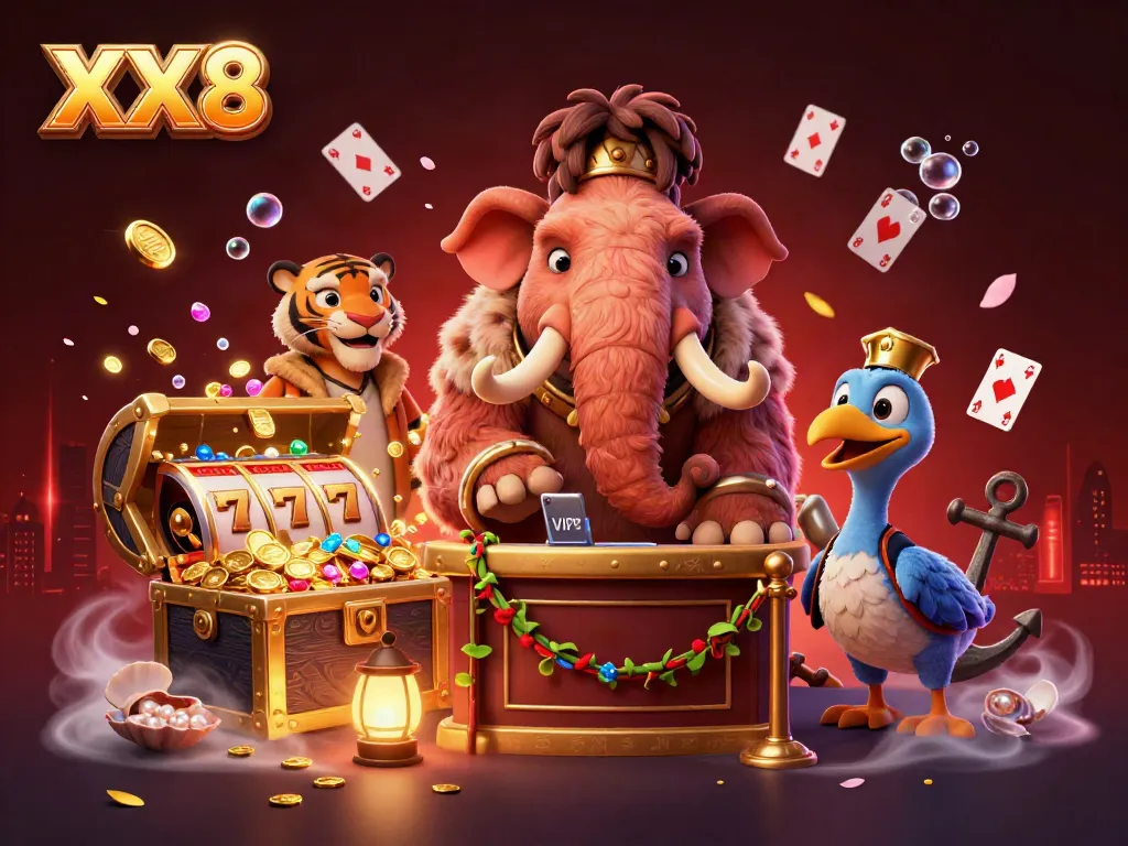 Experience the thrill of XX8 with an action-packed casino scene featuring a mammoth bouncer and a saber-tooth tiger VIP.