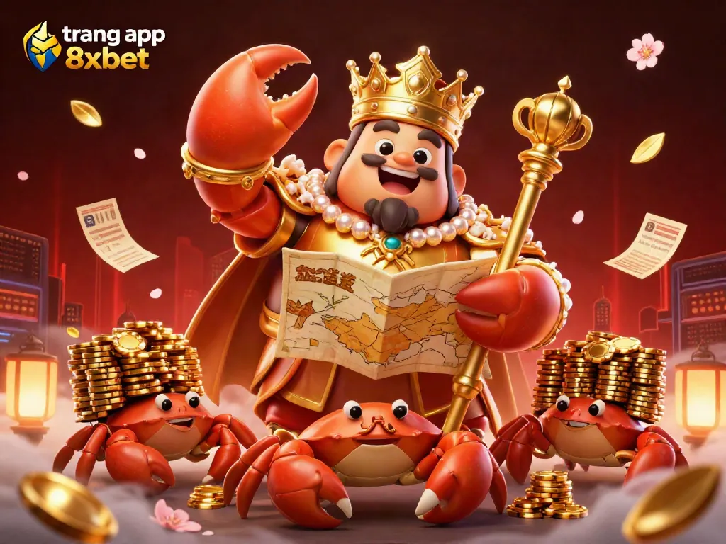 Experience the excitement of sports betting on the trang app 8xbet with vibrant golden crab emperor and gaming elements.