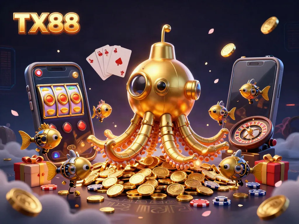 Experience thrilling wins with TX88 in this vibrant underwater casino scene.