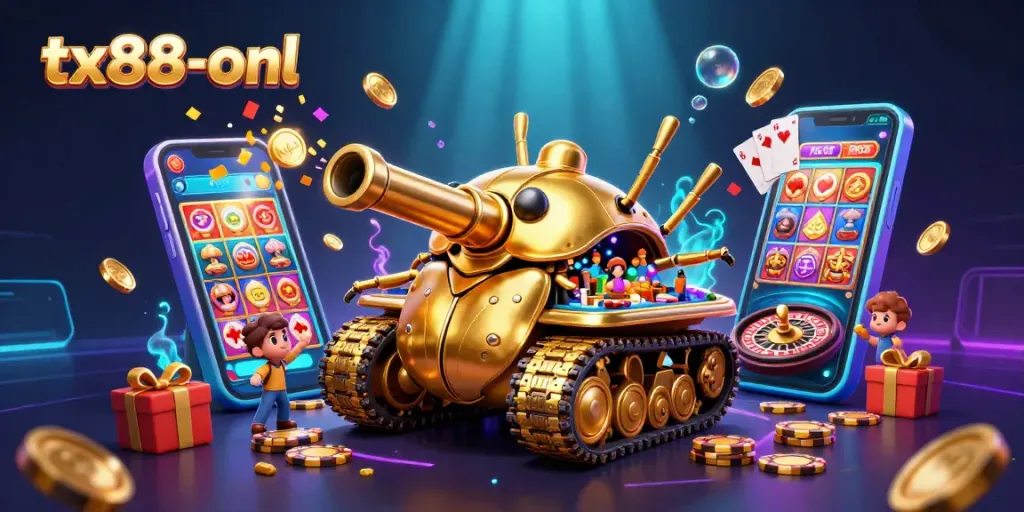 Experience the excitement of tx88-onl with a golden beetle tank revealing a vibrant casino.