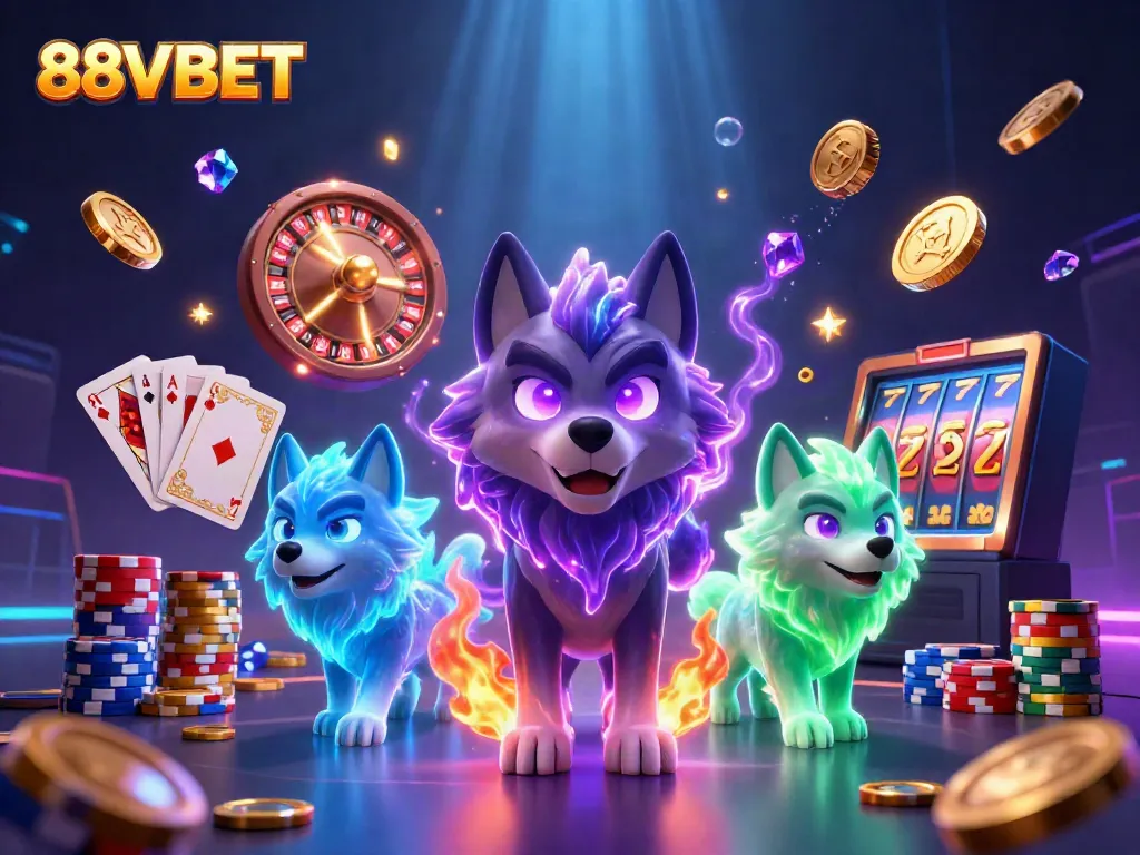 88VBET showcases vibrant casino energy with dynamic characters and golden gaming elements.