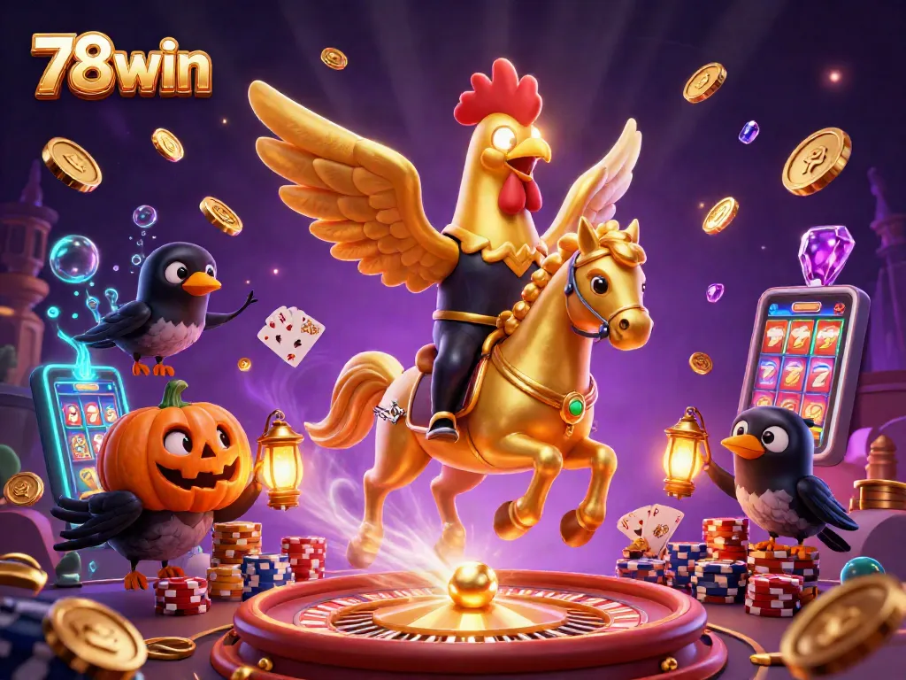 Engage in thrilling gameplay at 78win with a surreal casino adventure illustration.