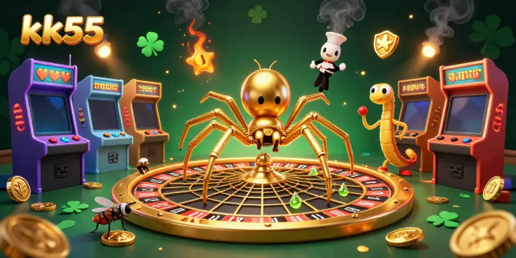 Bet big on kk55 with thrilling roulette action and vibrant casino elements in a rich 3D scene.
