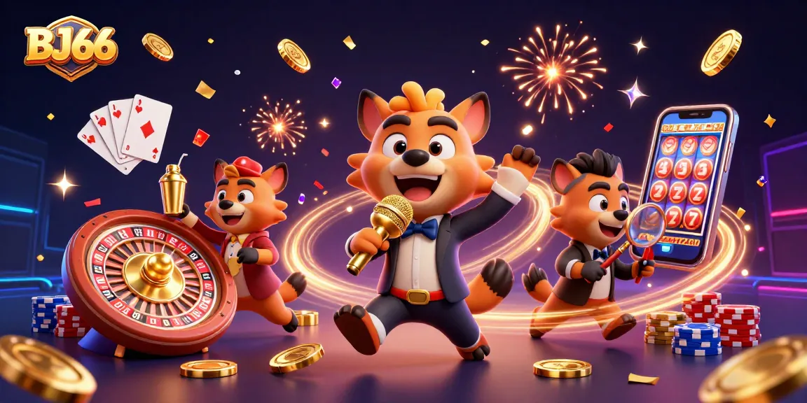 BJ66 showcases thrilling hyenas in a comedy casino scene, featuring vibrant gaming action and engaging gambling elements.