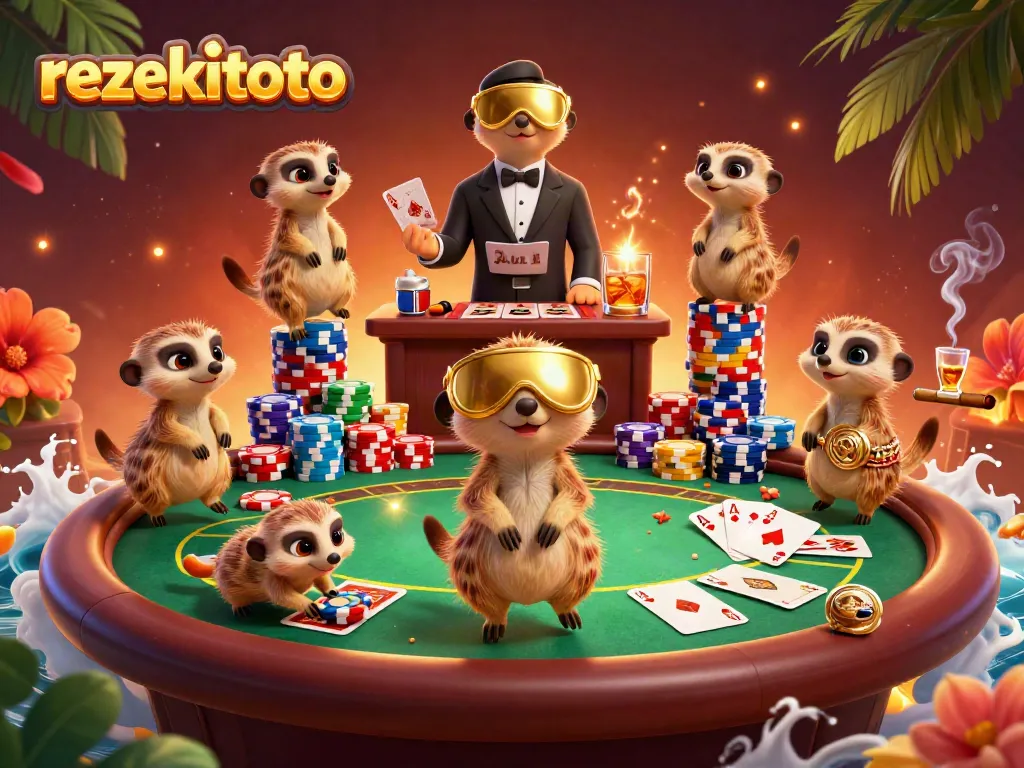 Experience exciting gameplay at Rezekitoto with meerkats managing an elaborate casino.