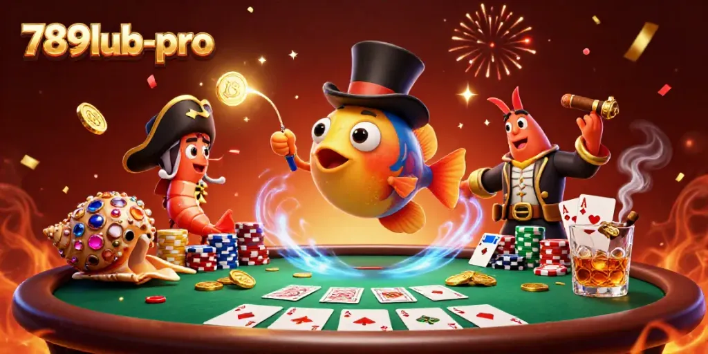 Experience thrilling wins at 789lub-pro with a captivating casino scene featuring an anglerfish and treasure.