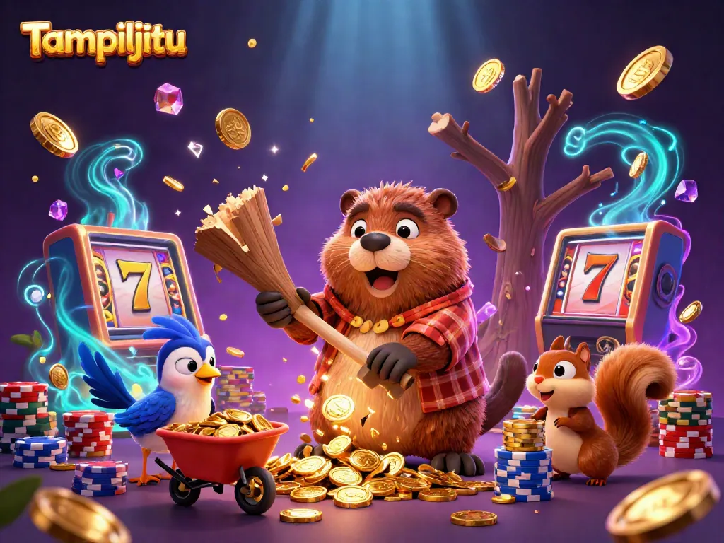 Tampiljitu platform showcases lively characters collecting coins amidst dynamic slot machine elements.