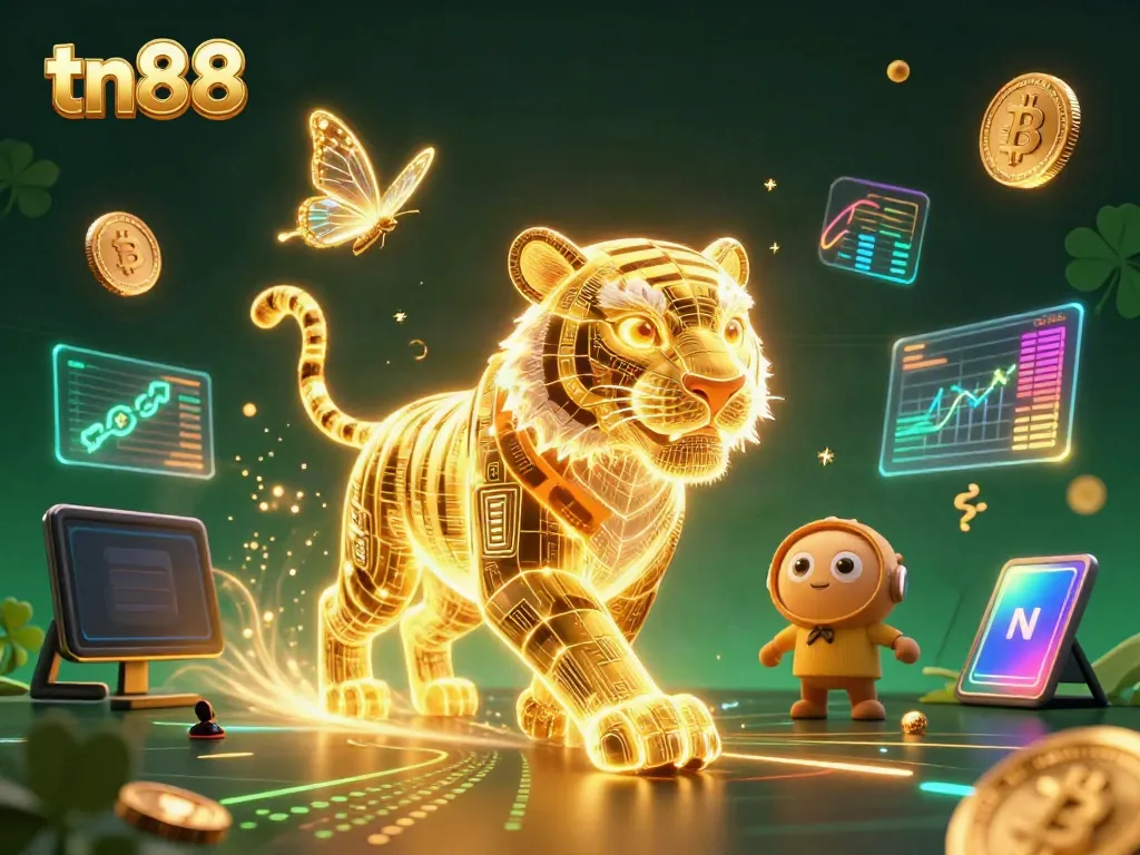 Experience thrilling gameplay at tn88 with a vibrant casino scene featuring crypto elements and a dynamic atmosphere.
