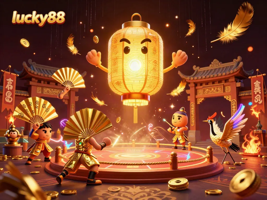 Engage with lucky88, exploring vibrant 3D casino elements and an immersive golden atmosphere.
