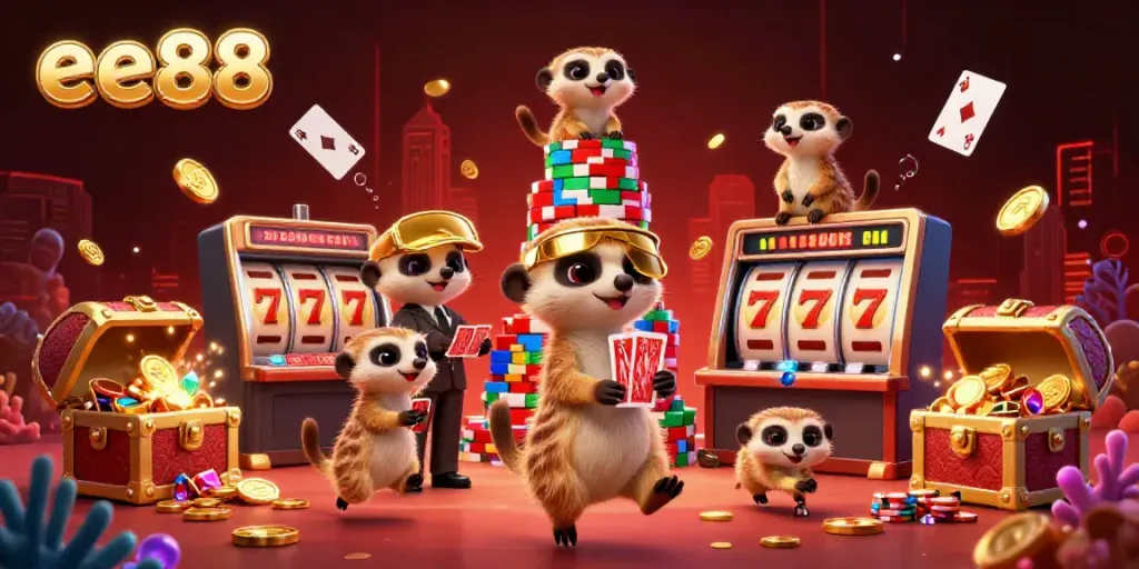 Experience thrilling gaming with meerkats at ee88's vibrant casino, brimming with excitement and gold.