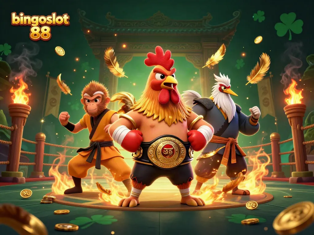 Bermain slot online di bingoslot 88 dengan karakter menarik dalam ilustrasi 3D.