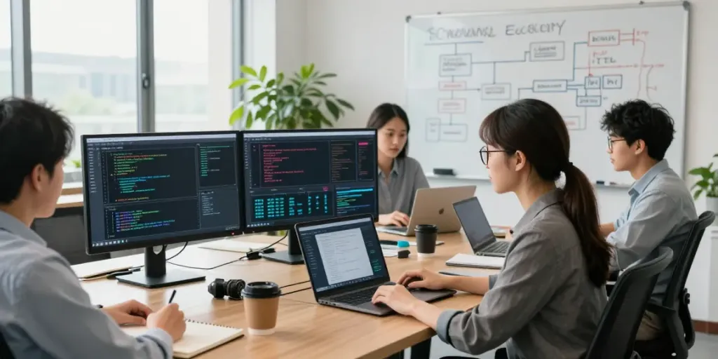 Analyzing pecah404 cybersecurity vulnerabilities in a modern office.