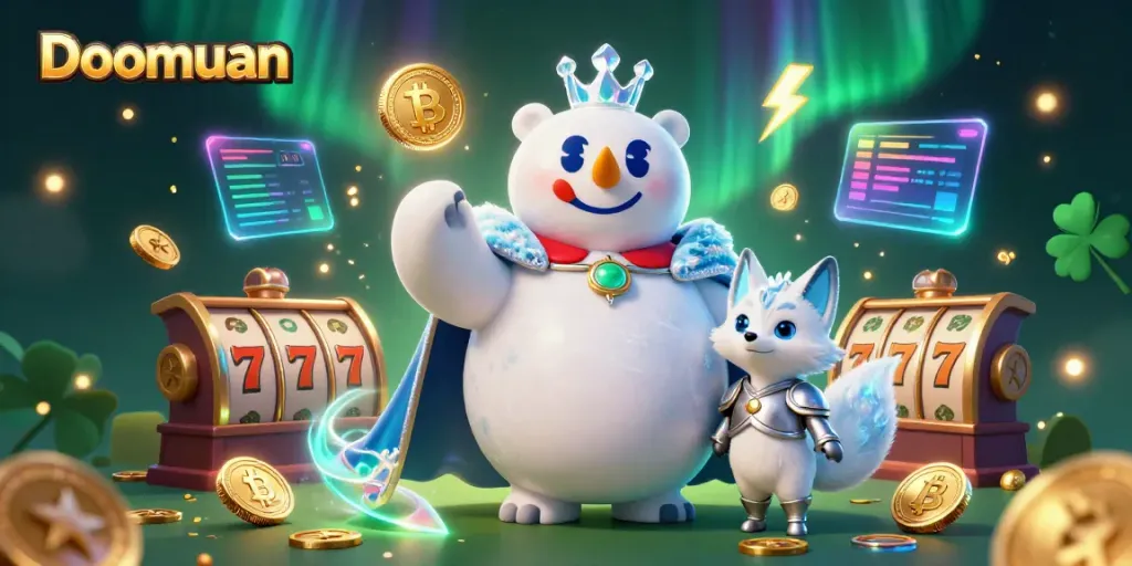 Doomuan showcases the dazzling excitement of casino gaming with vibrant characters and dynamic slot elements.