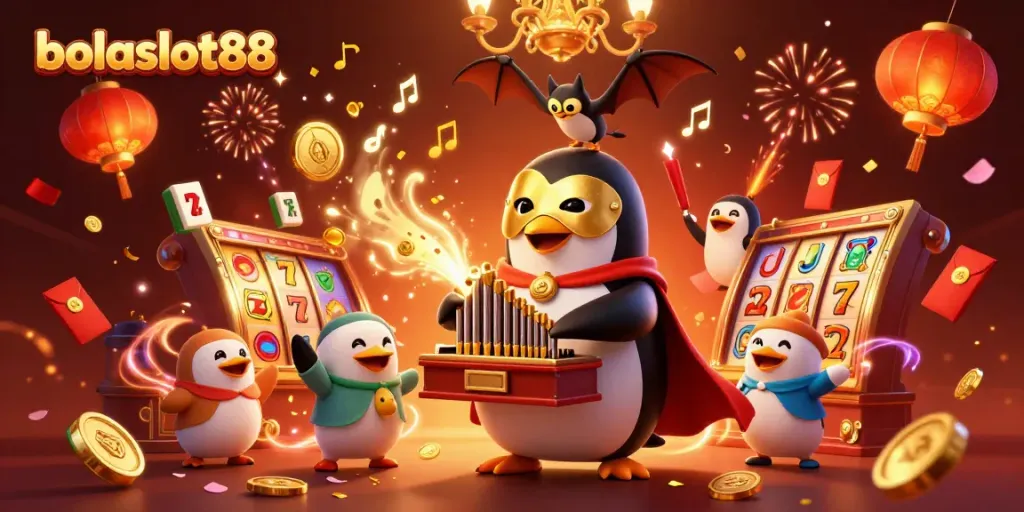 Engage with the thrilling gameplay of bolaslot88 amidst gold coins and vibrant casino elements.