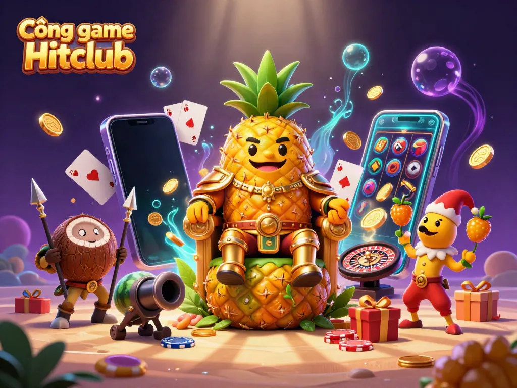 Experience thrilling entertainment at Cổng game Hitclub with vibrant 3D characters and engaging casino elements.