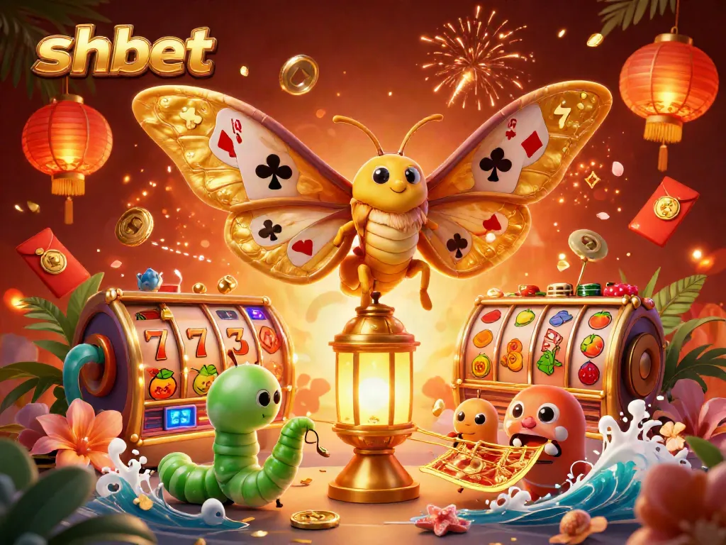 Experience thrilling casino action with shbet, featuring golden moths and vibrant slot games.