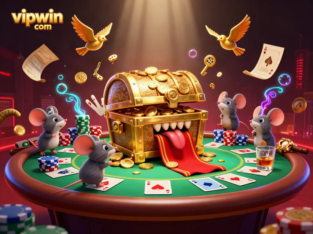 Engage with the thrilling world of vipwin com, featuring a treasure chest and exciting poker games