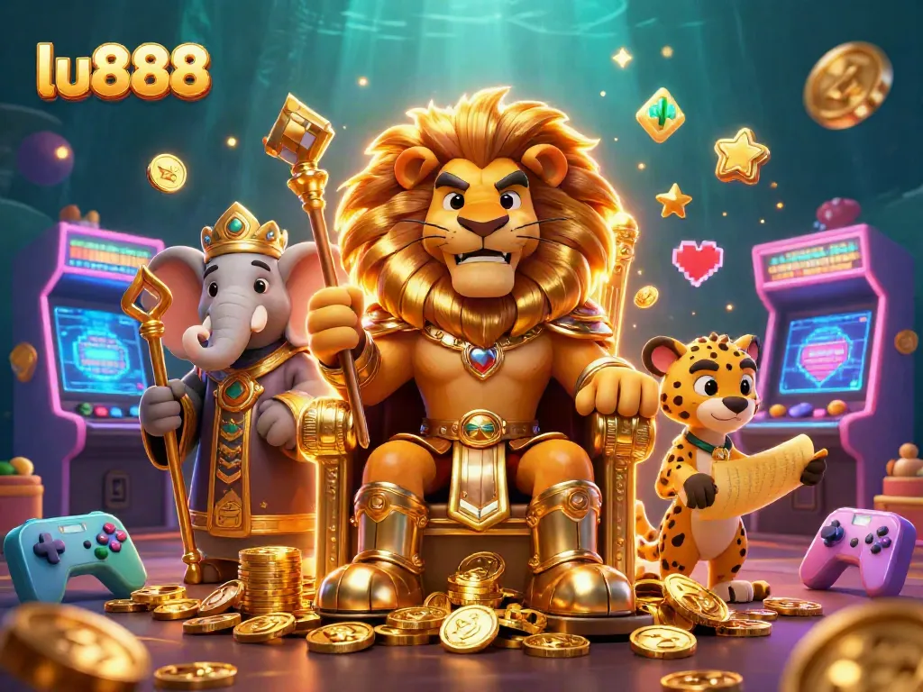 Engage with the thrilling lu888 casino experience featuring a majestic lion, wise elephant, and swift cheetah.