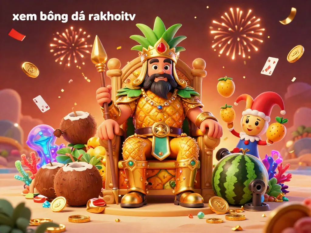 Experience xem bóng đá rakhoitv in vibrant 3D with dynamic sports betting elements and a beach casino atmosphere.