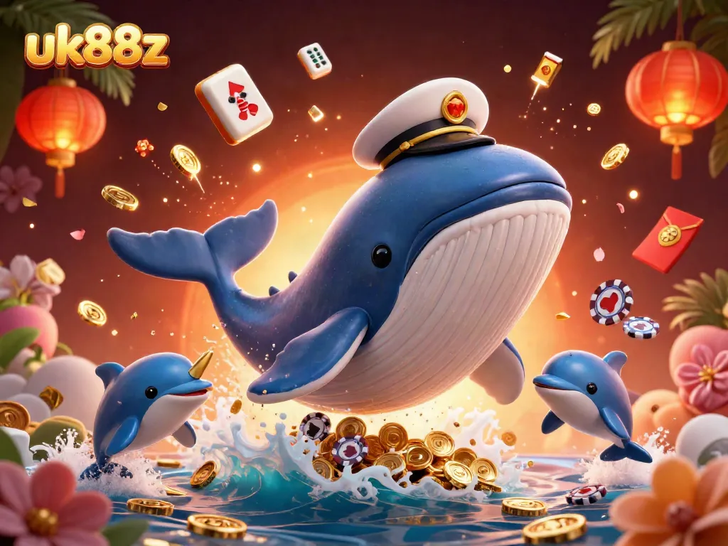 uk88z entertains players with a vibrant scene of ocean creatures, coins, and festive symbols