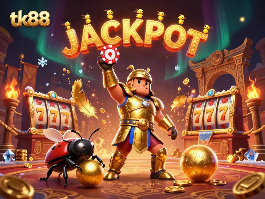 Engage in the jackpot celebration at tk88 with victorious characters in a vibrant casino scene.
